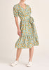 Paisie Floral Midi Wrap Dress with Peplum Hem in Green